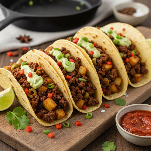 Savory Picadillo Tacos with Potatoes recipe
