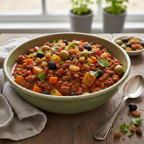 Savory Piccadillo with Olive and Raisin Medley recipe