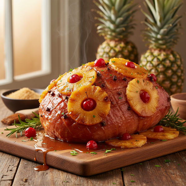 Savory Pineapple-Glazed Baked Ham recipe