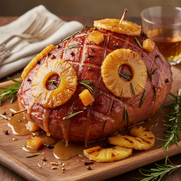 Savory Pineapple-Rosemary Glazed Ham recipe
