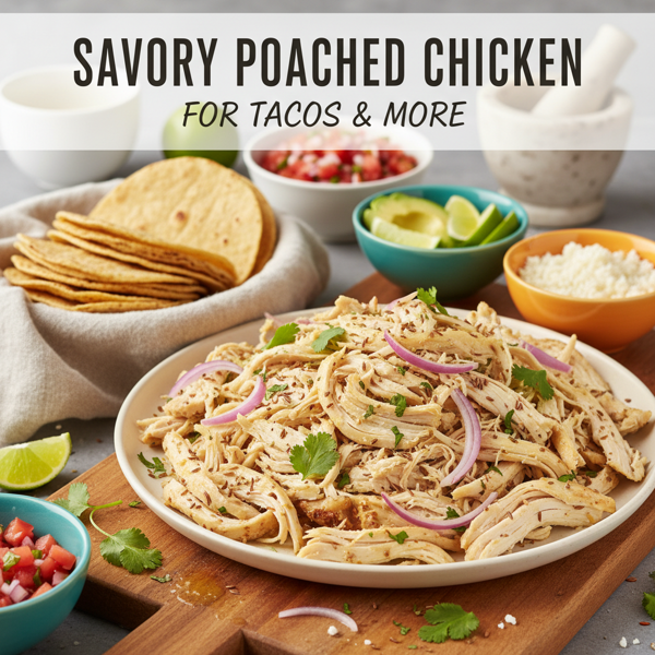 Savory Poached Chicken for Tacos & More recipe