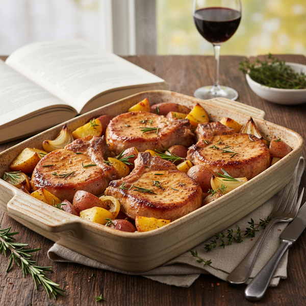Savory Pork Chop, Potato, and Onion Bake recipe