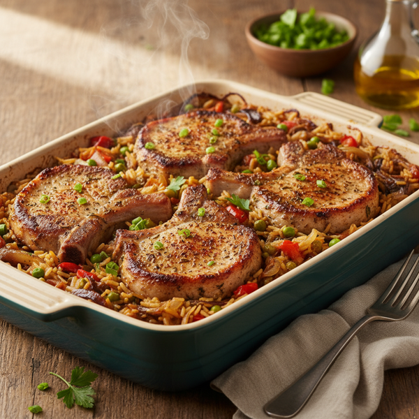 Savory Pork Chop and Rice Bake recipe