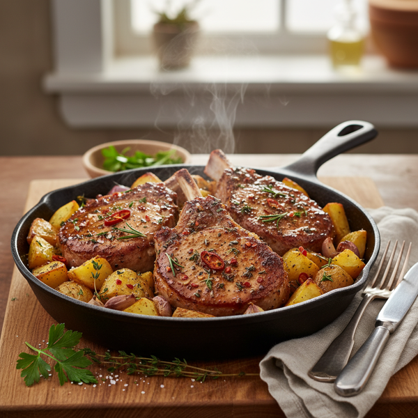 Savory Pork Chops and Potato Bake recipe