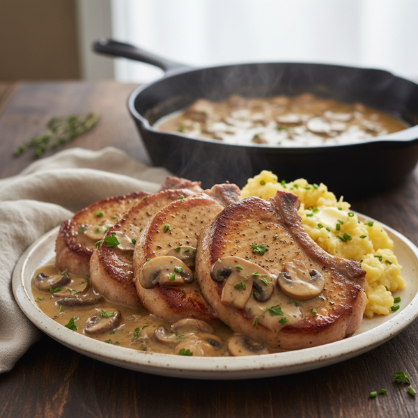 Savory Pork Chops in Creamy Mushroom Gravy recipe