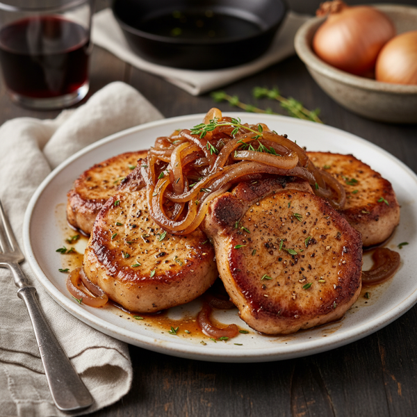 Savory Pork Chops with Rich Caramelized Onions recipe
