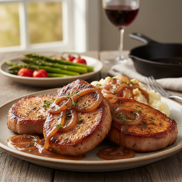 Savory Pork Chops with Rich Onion Gravy recipe