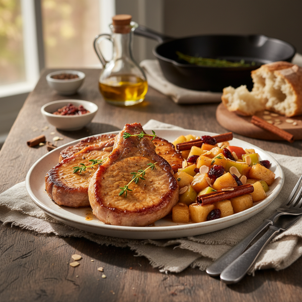 Savory Pork Chops with Sweet Apple Medley recipe