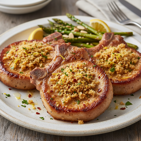 Savory Pork Chops with Zesty Lemon Breadcrumbs recipe