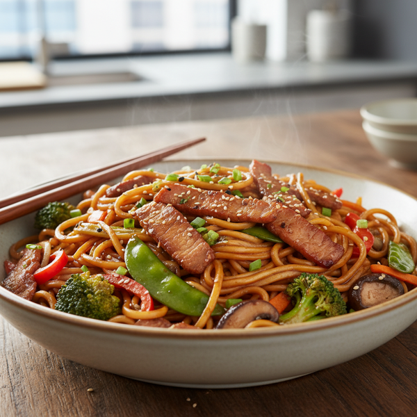 Savory Pork Lo Mein recipe