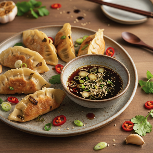 Savory Pork Pot Stickers with Ginger Soy Dipping Sauce recipe