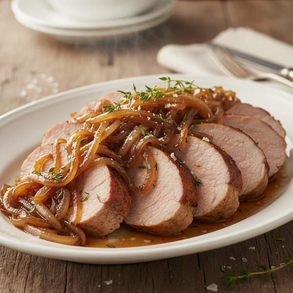 Savory Pork Tenderloin with Sweet Caramelized Onions recipe