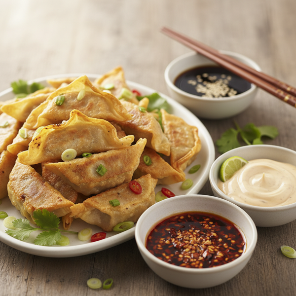 Savory Pork Wontons with Dipping Sauces recipe