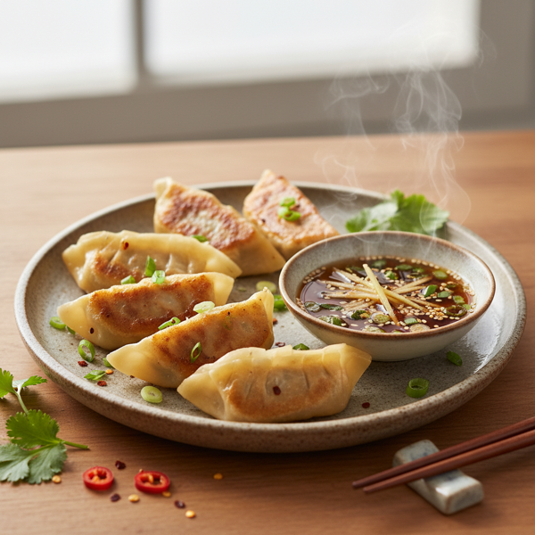 Savory Pork and Cabbage Dumplings with Ginger Soy Dipping Sauce recipe