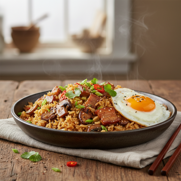 Savory Pork and Mushroom Fried Rice recipe