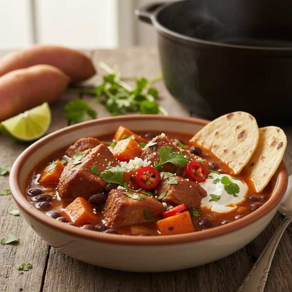 Savory Pork and Sweet Potato Fiesta Stew recipe