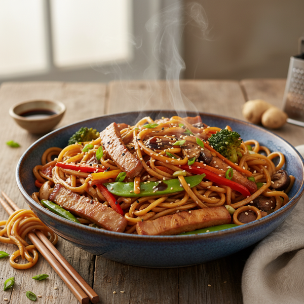 Savory Pork and Vegetable Lo Mein recipe