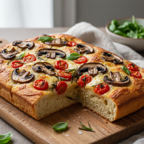 Savory Portabella Tomato Focaccia Delight recipe