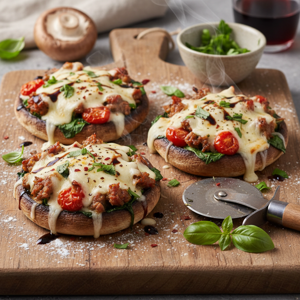 Savory Portobello Mushroom Pizzas recipe