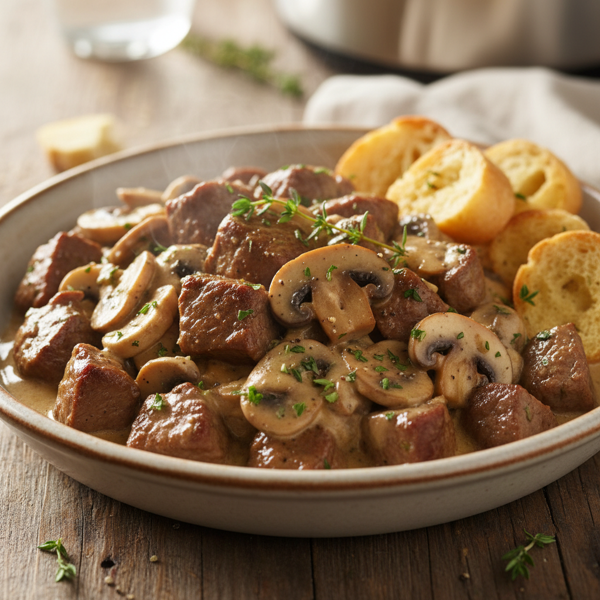 Savory Pressure Cooker Beef Tips with Creamy Mushroom Sauce recipe