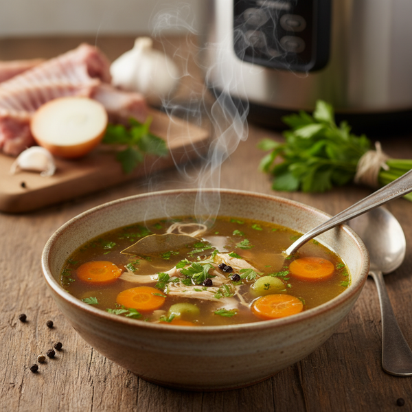 Savory Pressure Cooker Chicken Stock recipe