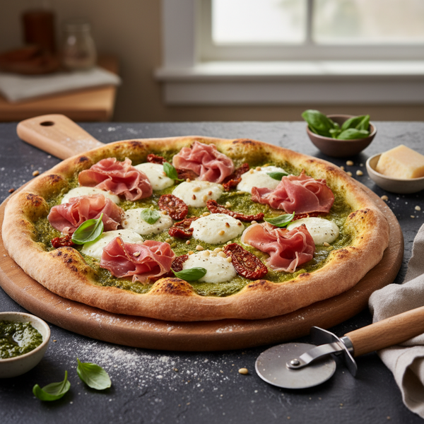 Savory Prosciutto Pesto Artisan Pizza recipe