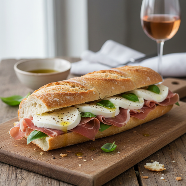 Savory Prosciutto & Mozzarella Baguette Delight recipe