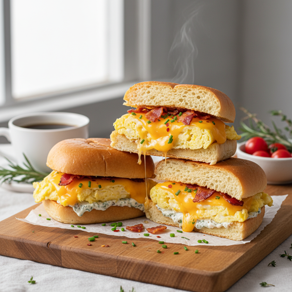Savory Provolone and Egg Breakfast Sandwiches recipe