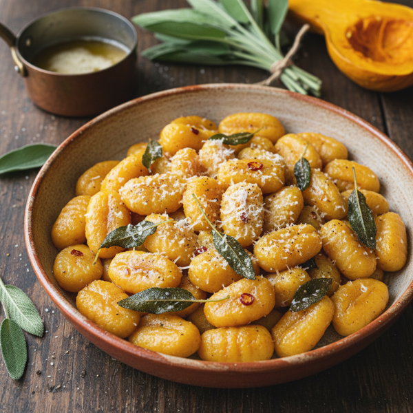 Savory Pumpkin Gnocchi with Sage Butter Emulsion recipe