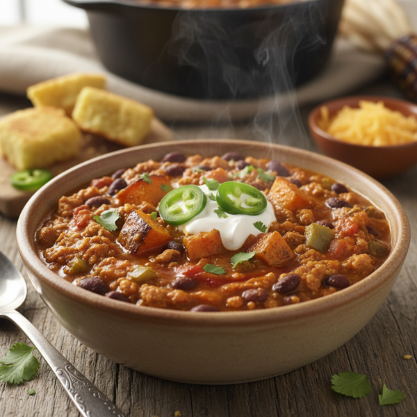 Savory Pumpkin & Black Bean Turkey Chili recipe