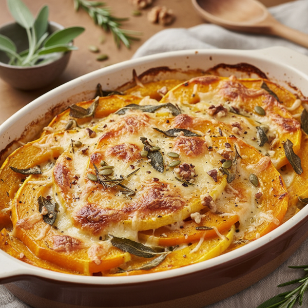 Savory Pumpkin & Butternut Squash Gratins recipe