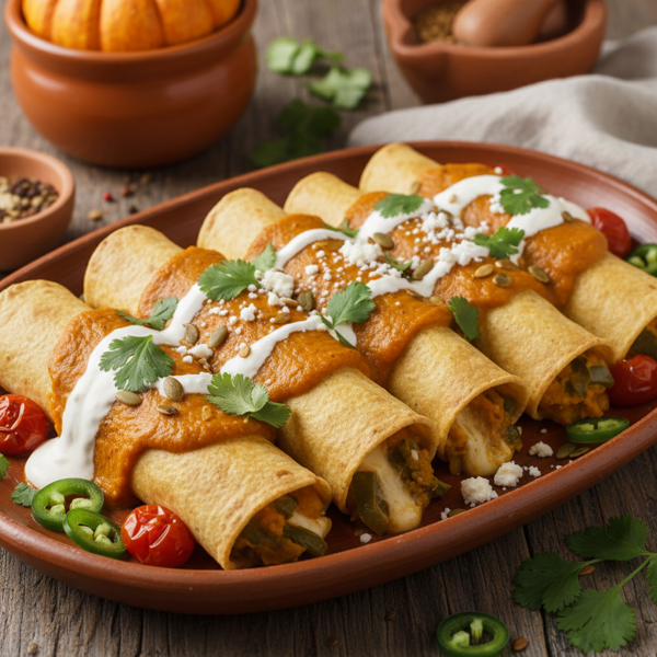 Savory Pumpkin & Cheese Enchiladas recipe