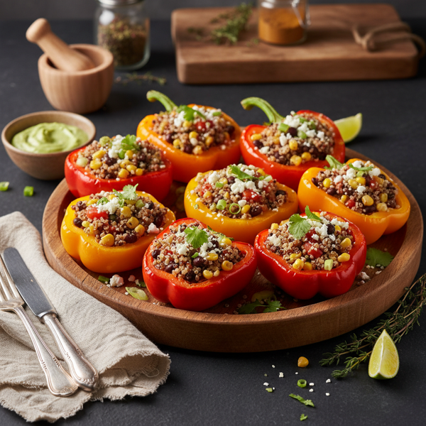 Savory Quinoa-Stuffed Sweet Bell Peppers recipe