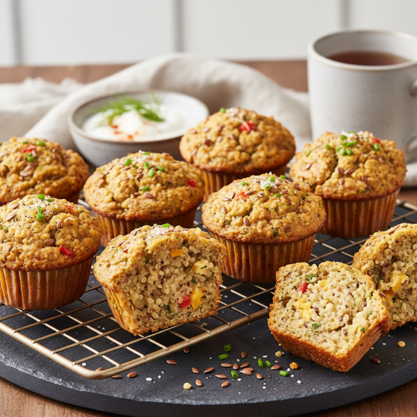 Savory Quinoa Flaxseed Muffins recipe