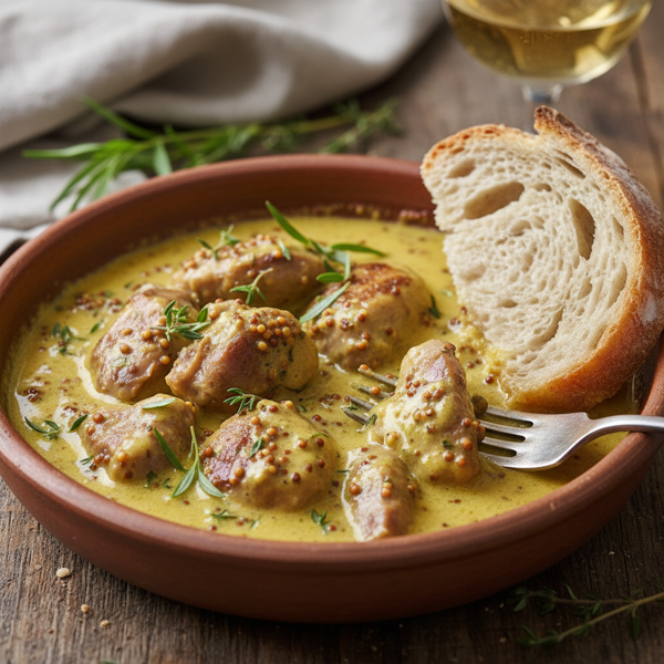 Savory Rabbit in Rich Mustard Cream Sauce recipe