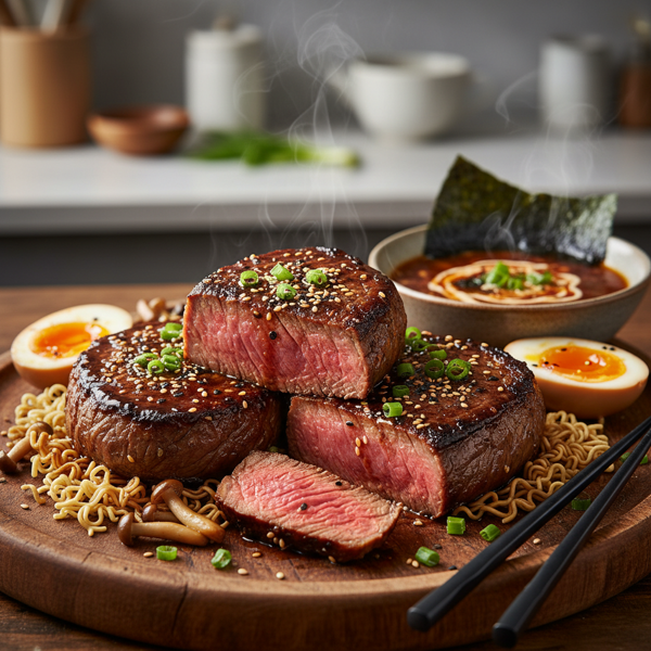Savory Ramen-Infused Sirloin Steaks recipe