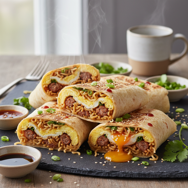 Savory Ramen Breakfast Wraps recipe