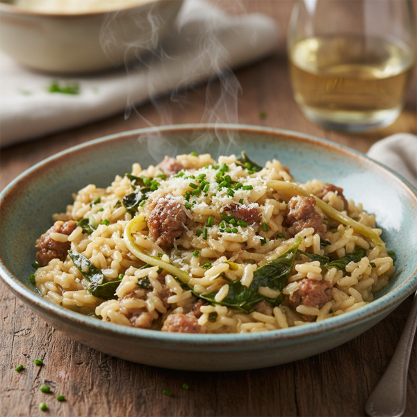 Savory Ramp & Sausage Risotto recipe