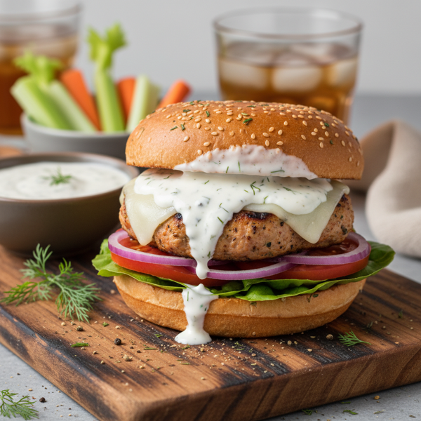 Savory Ranch Chicken Burgers recipe