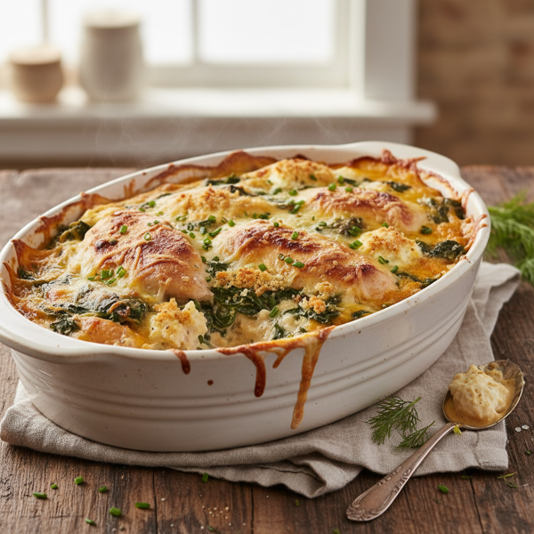 Savory Ranch Chicken and Spinach Bake recipe