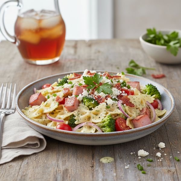 Savory Ranch Ham & Bow Tie Salad recipe