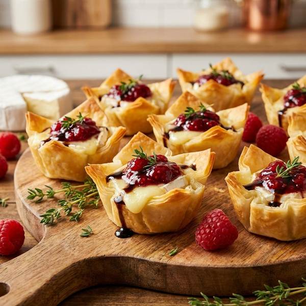 Savory Raspberry Brie Phyllo Bites recipe