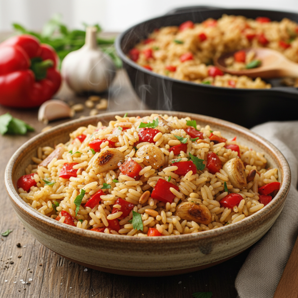 Savory Red Pepper and Garlic Rice Pilaf recipe