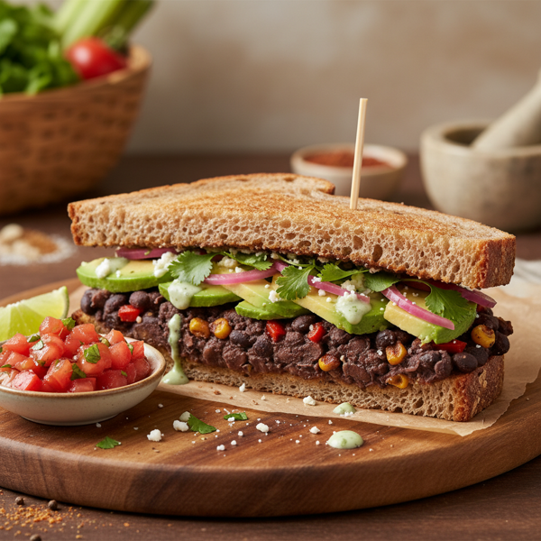 Savory Refried Bean Delight Sandwich recipe