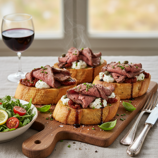Savory Roast Beef Bruschetta Delight recipe