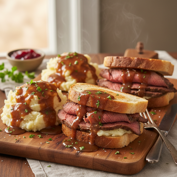 Savory Roast Beef Manhattan Sandwiches recipe