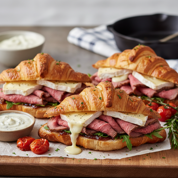 Savory Roast Beef and Brie Croissant Sandwiches recipe