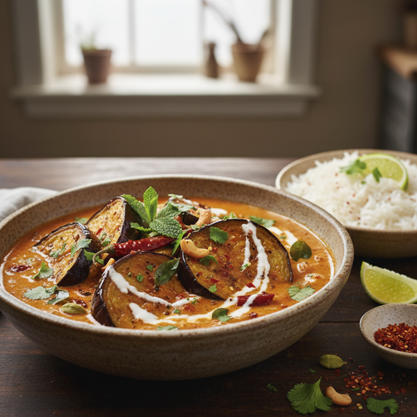 Savory Roasted Aubergine & Coconut Curry recipe