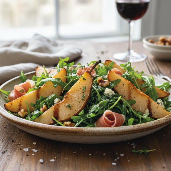 Savory Roasted Bartlett Pear and Arugula Salad recipe