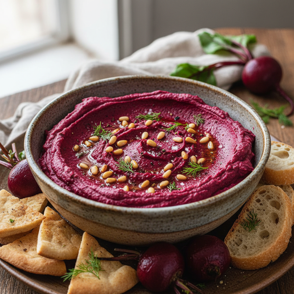 Savory Roasted Beet & Pine Nut Dip recipe